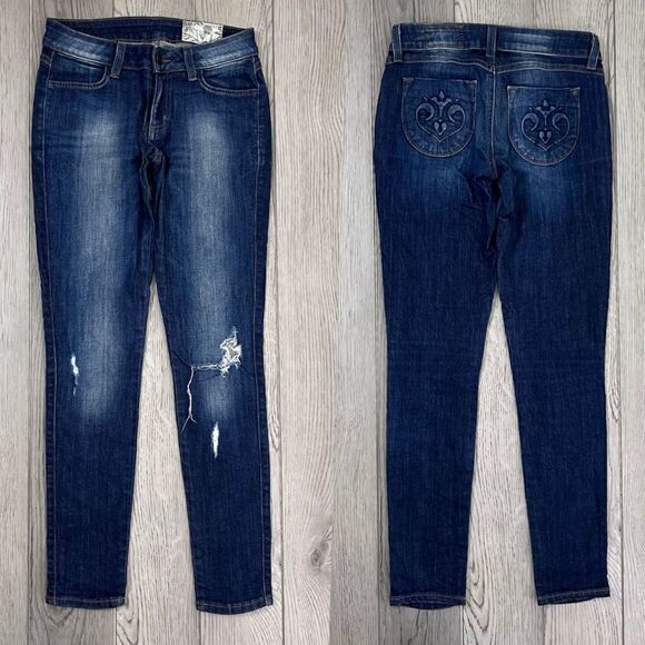 Siwy Hannah Women Size 24 Cotton Skinny Leg Ankle Denim Jean Y2K Low Rise - Picture 1 of 13